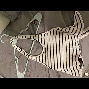 Black and white striped halter top
